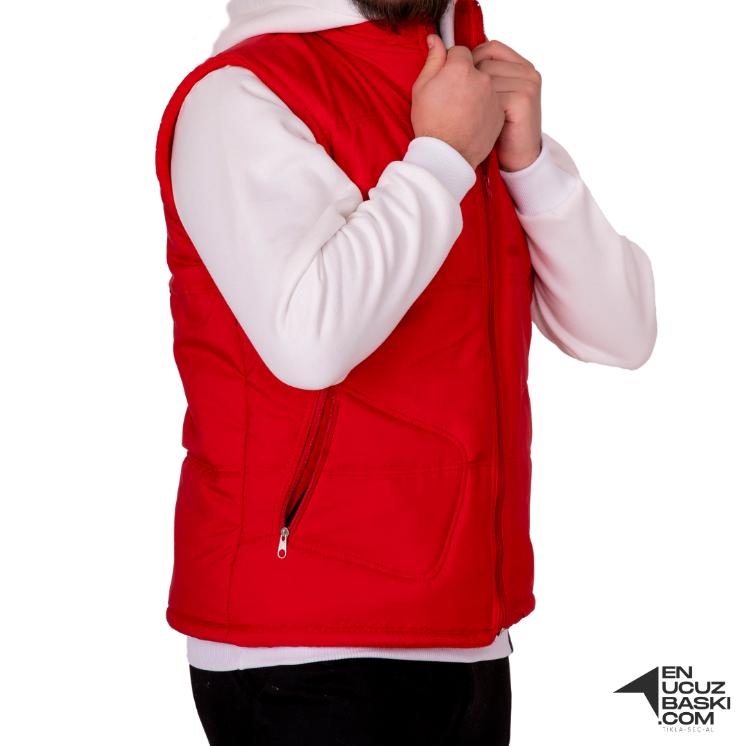 Basic  Anorak Yelek 3 Cepli Kırmızı