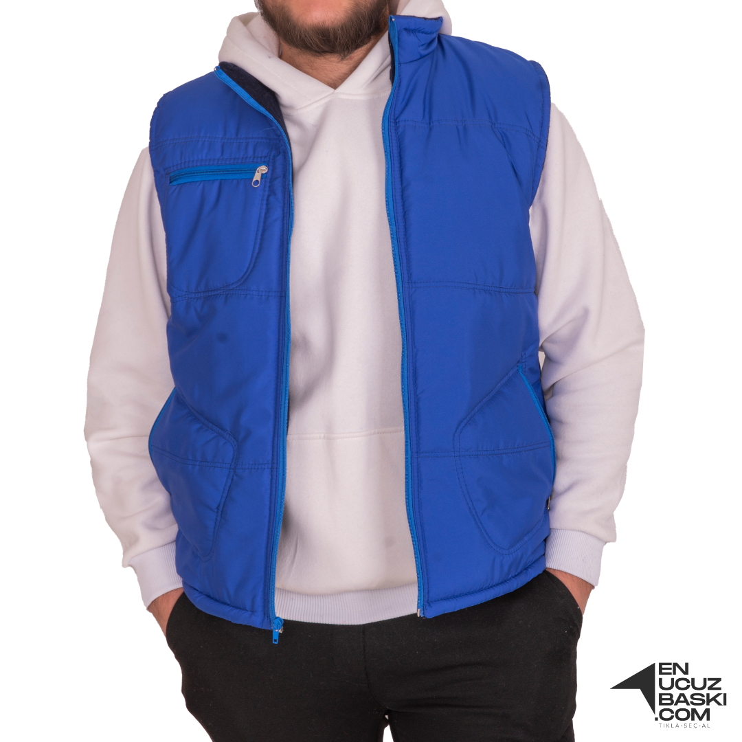 Basic  Anorak Yelek 3 Cepli Saks Mavi