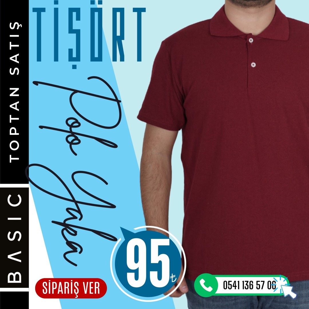 Basic Polo Yaka Tişört Bordo