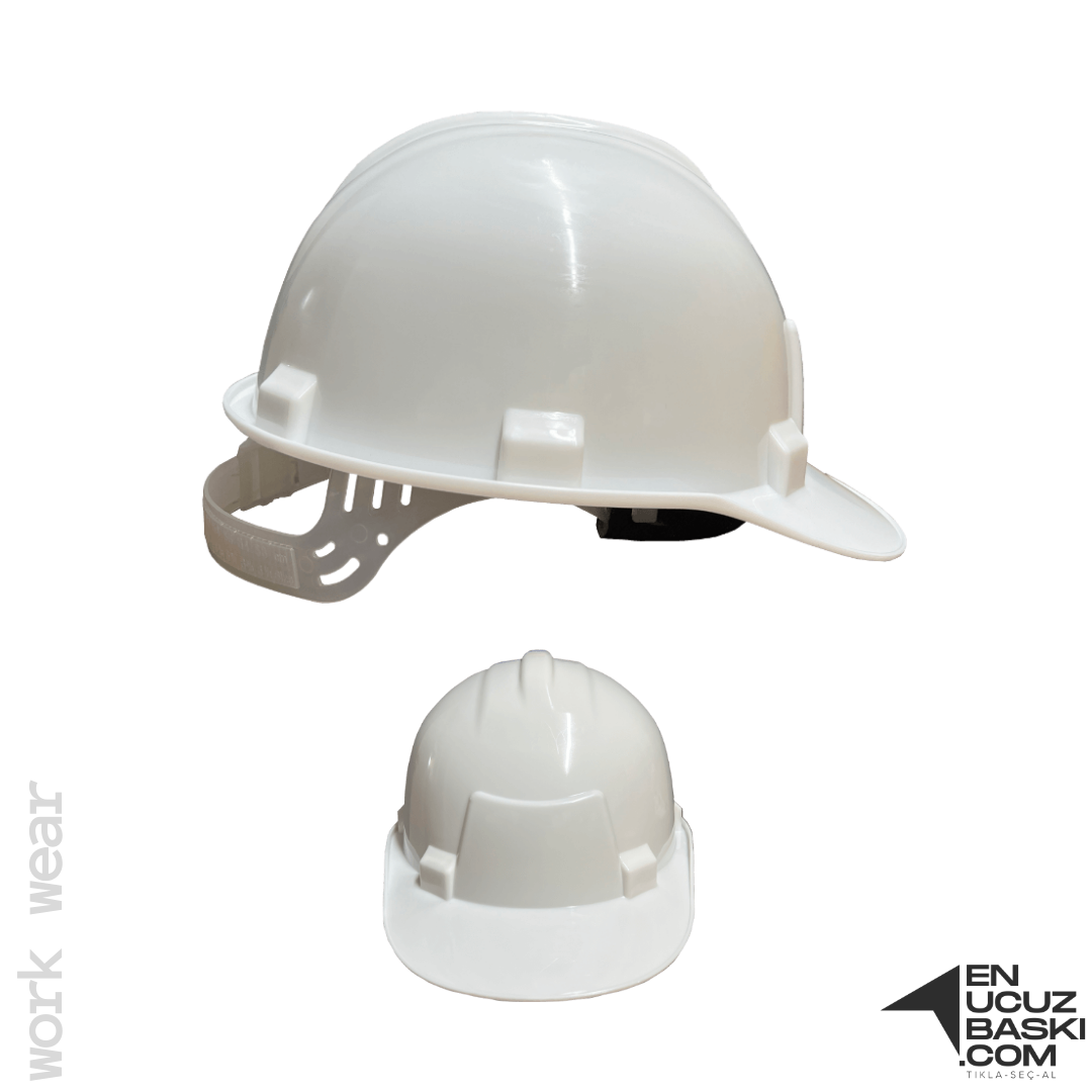 Baskılı İşçi Baret Beyaz - İş Kıyafeti