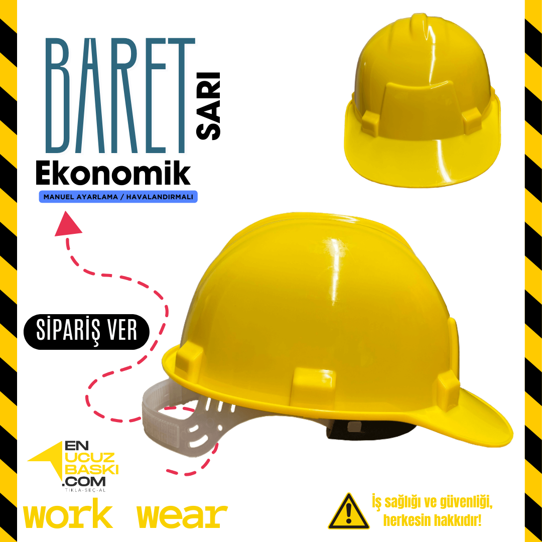 Baskılı İşçi Baret Sarı - İş Kıyafeti