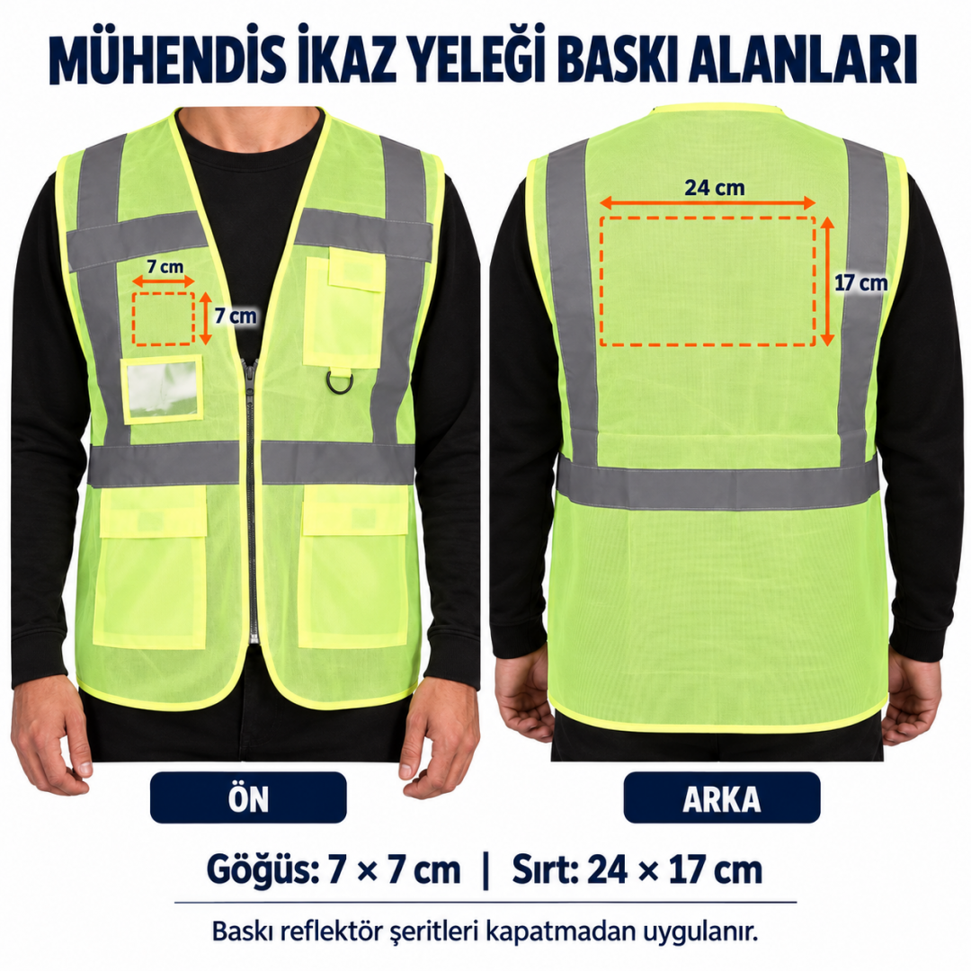 Baskılı Mühendis İkaz Yeleği Sarı - İş Kıyafeti Baskılı Mühendis İkaz Yeleği Sarı - İş Kıyafeti