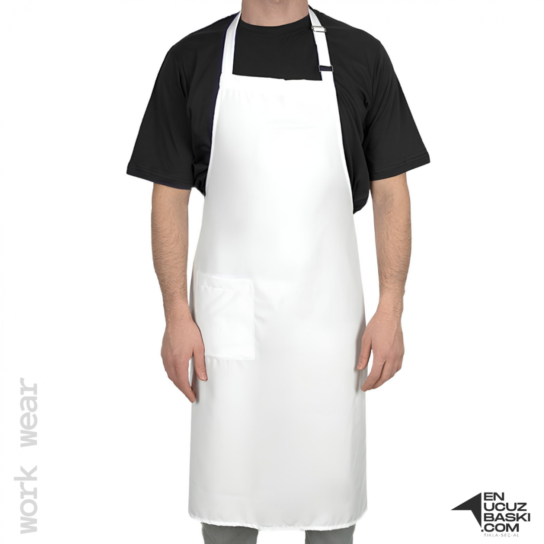 Baskılı Mutfak Aşçı Önlük Beyaz - İş Kıyafeti