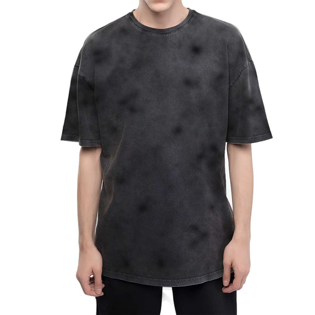 Baskılı Over Size T-shirt Boyama Gri - Premium