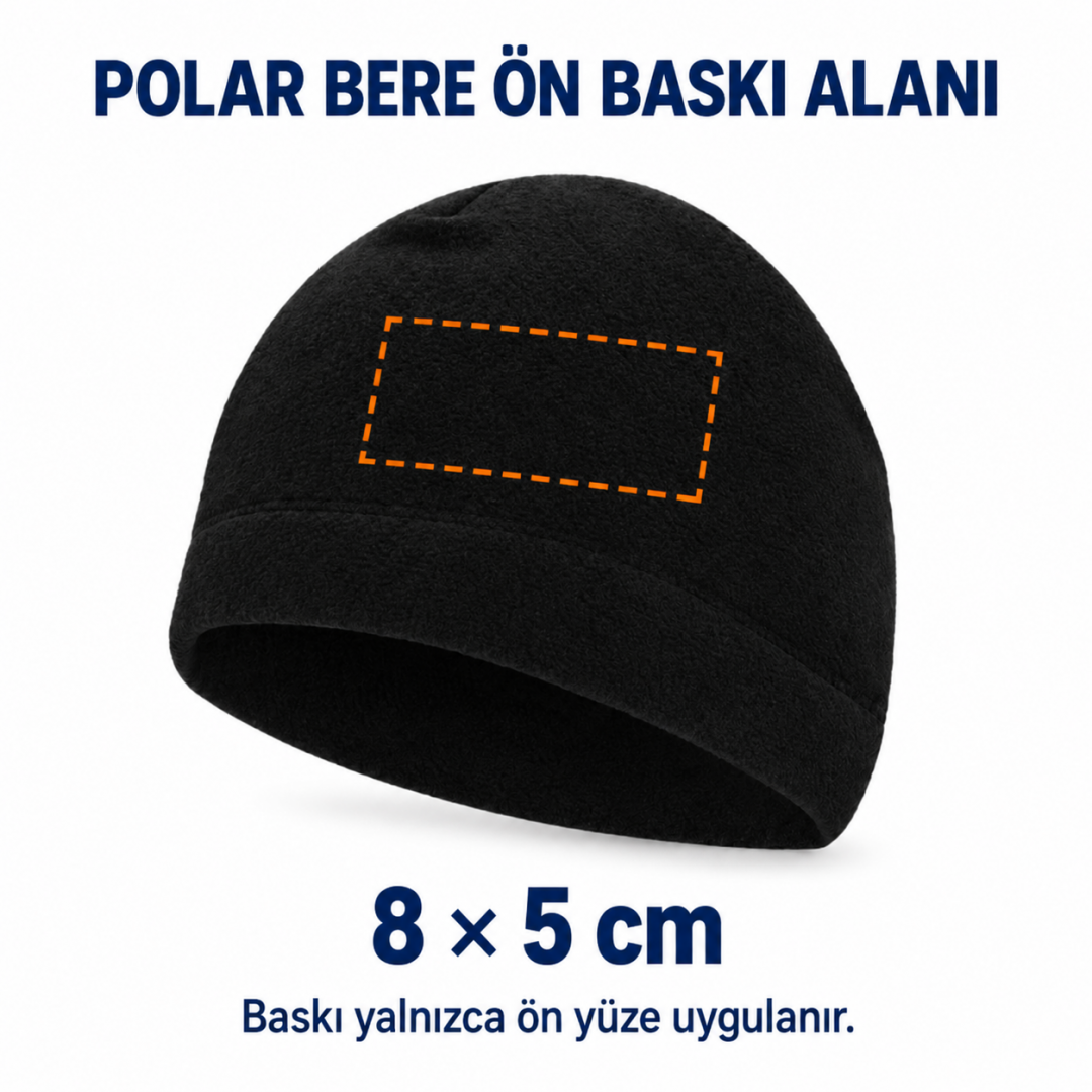 Baskılı Polar Bere Siyah