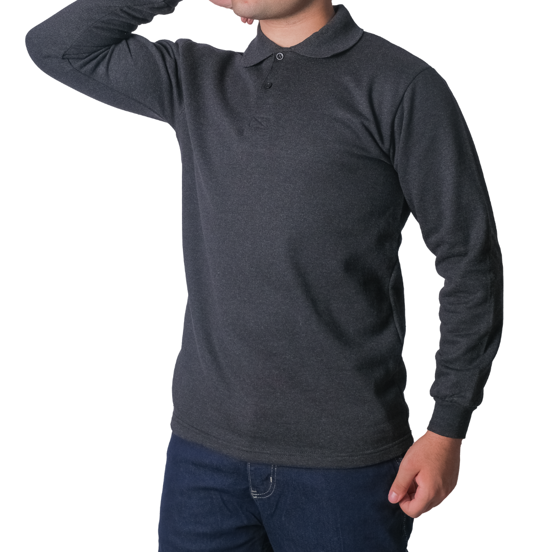 Baskılı Polo Yaka Sweat Füme