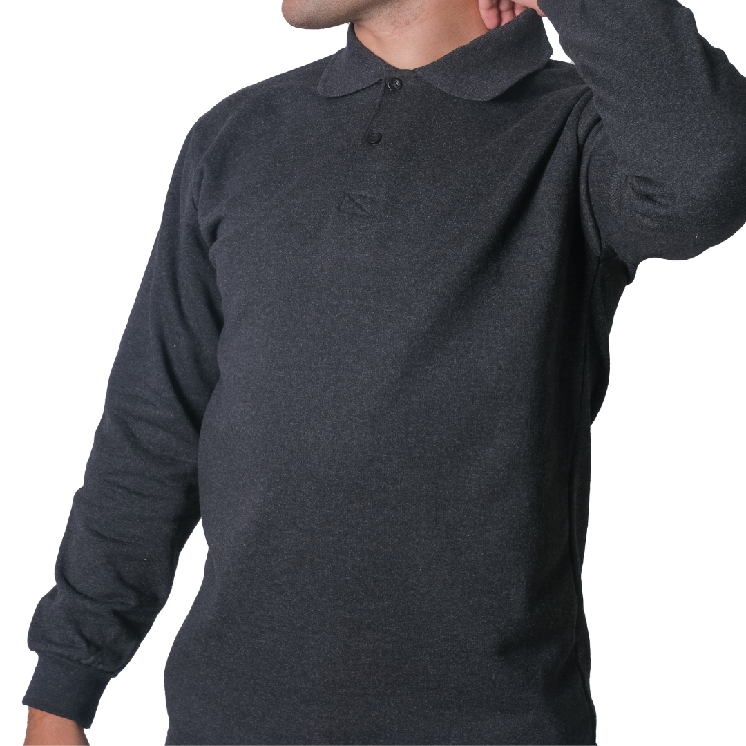 Baskılı Polo Yaka Sweat Füme