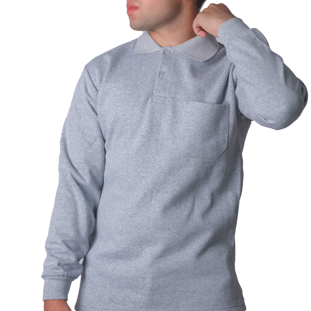 Baskılı Polo Yaka Sweat Gri