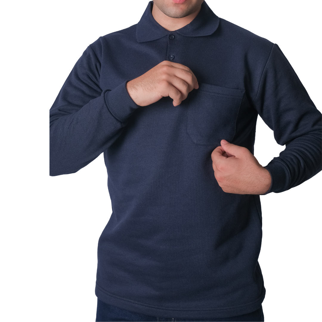 Baskılı Polo Yaka Sweat Lacivert