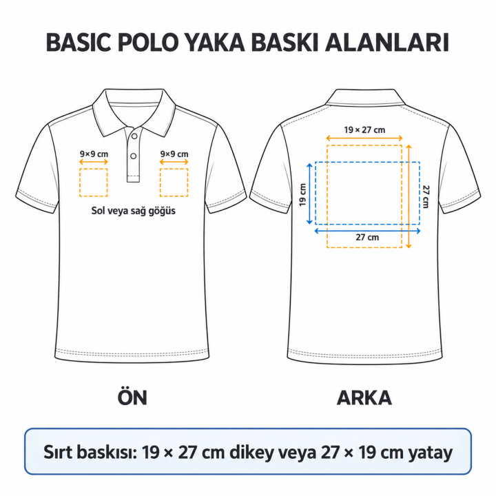 Baskılı Polo Yaka Tişört Basic Bebe Mavisi