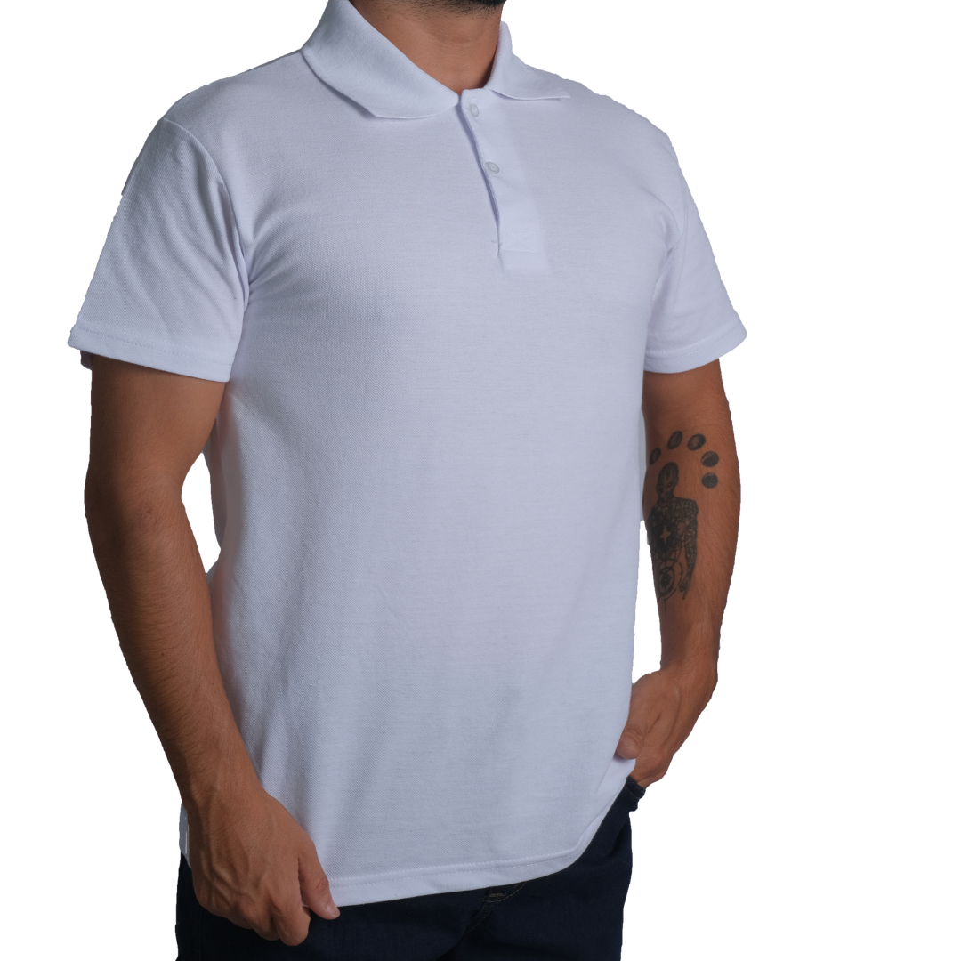 Baskılı Polo Yaka Tişört Basic Beyaz Baskılı Polo Yaka Tişört Basic Beyaz