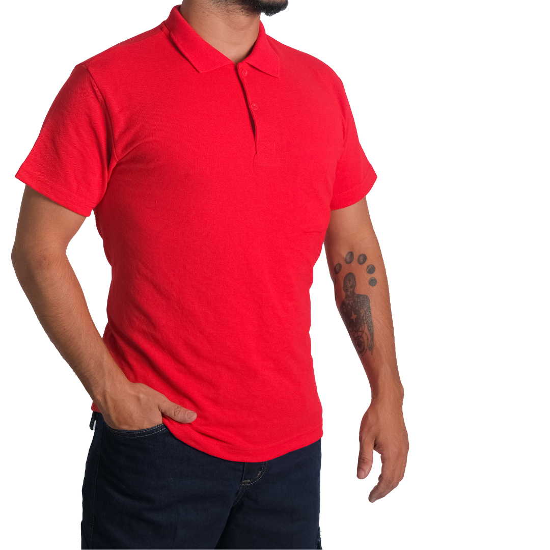 Baskılı Polo Yaka Tişört Basic Kırmızı Baskılı Polo Yaka Tişört Basic Kırmızı