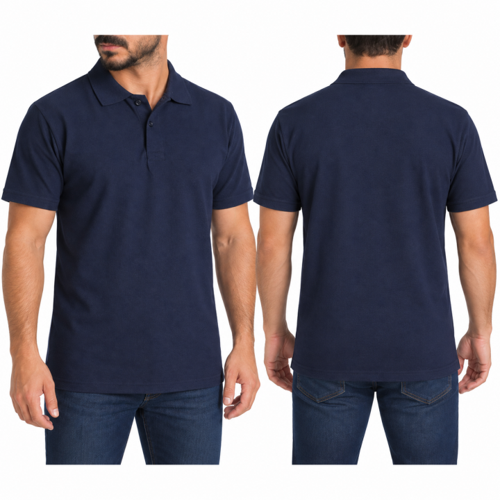 Baskılı Polo Yaka Tişört Basic Lacivert