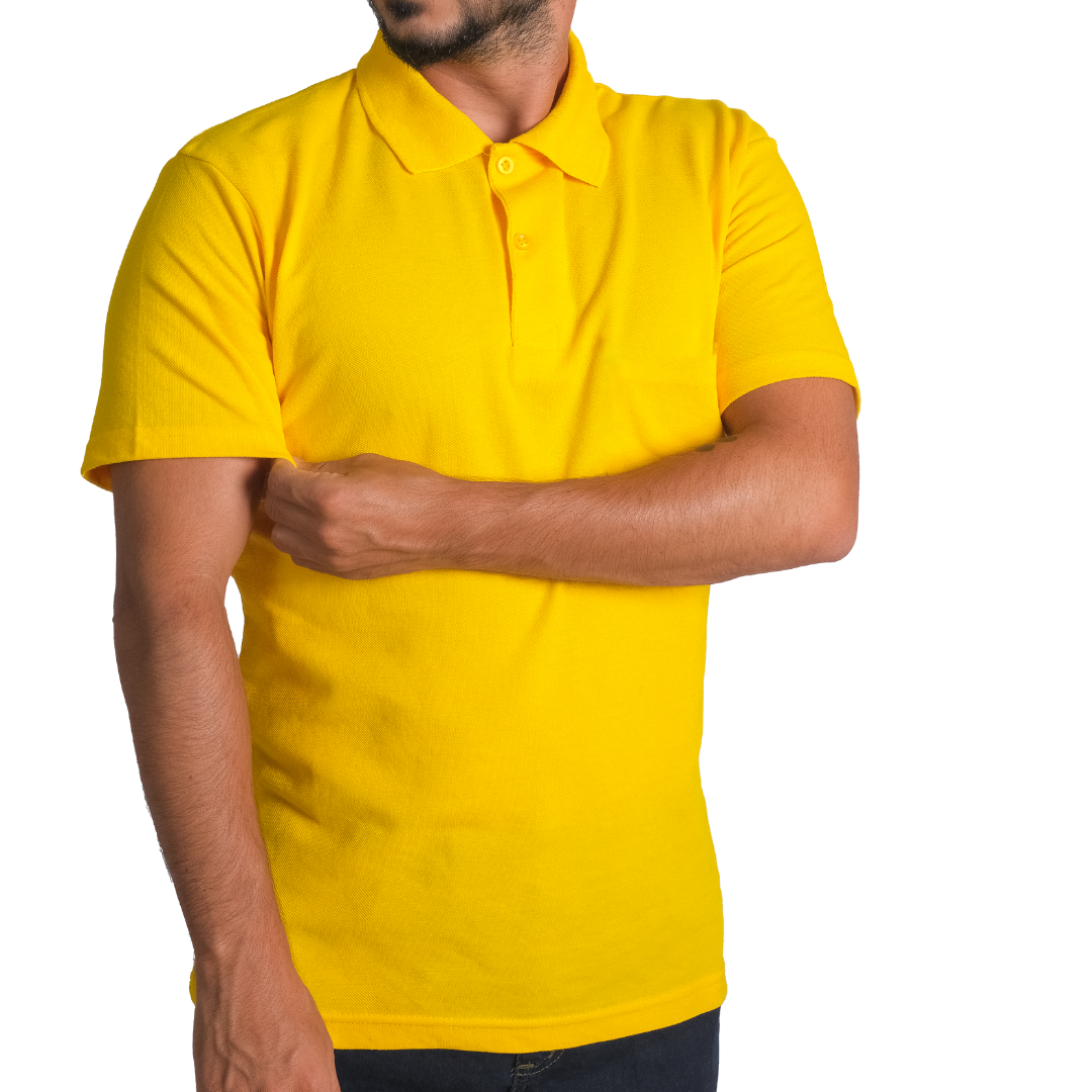 Baskılı Polo Yaka Tişört Basic Sarı Baskılı Polo Yaka Tişört Basic Sarı