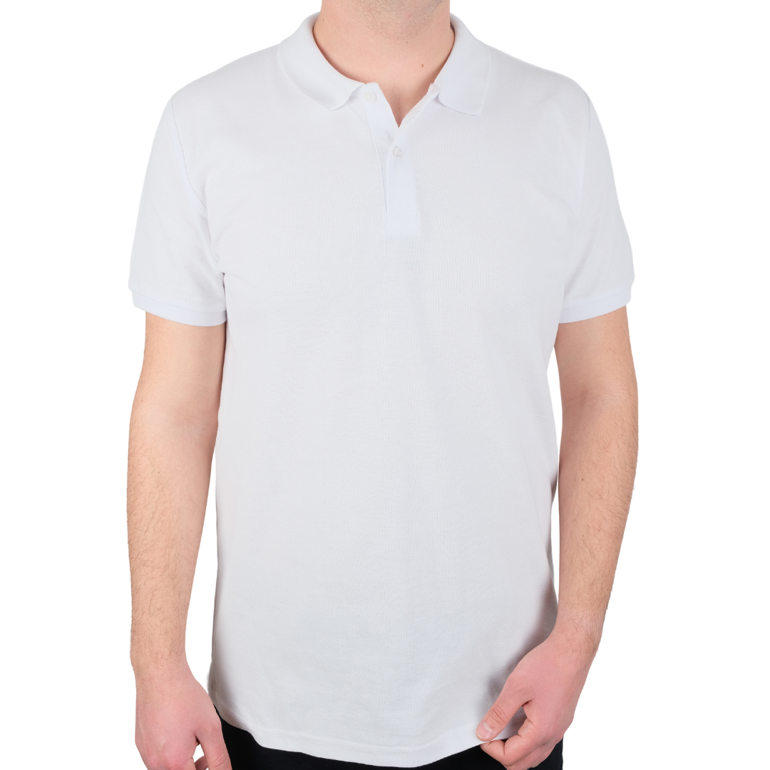 Baskılı Polo Yaka Tişört Premium Beyaz