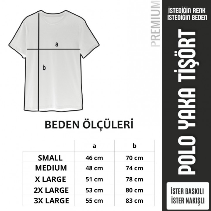 Baskılı Polo Yaka Tişört Premium Siyah