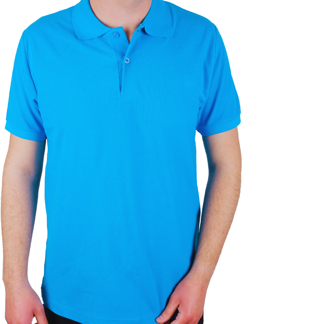 Baskılı Polo Yaka Tişört Premium Turkuaz