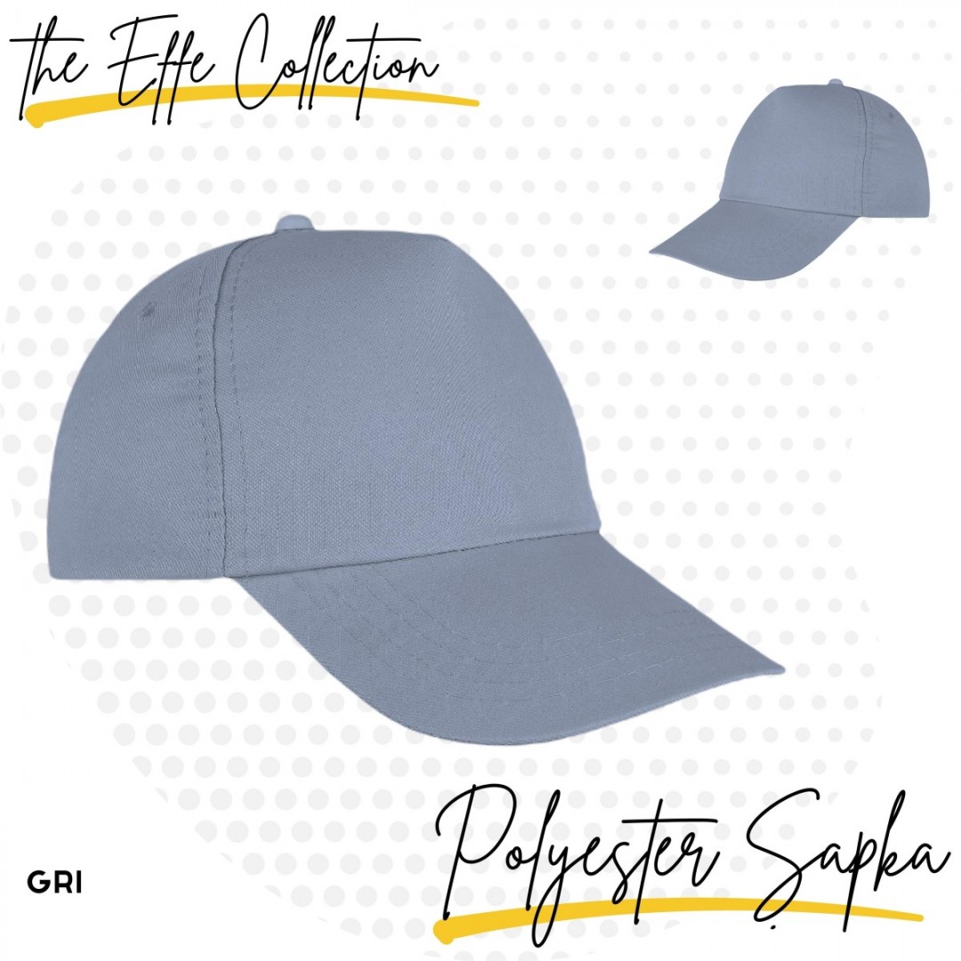 Baskılı Polyester Şapka Gri