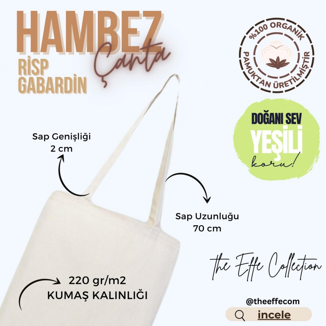 Baskılı Rips Gabardin Hambez Çanta Rips Gabardin  35x40 Cm ( 25 Adet)