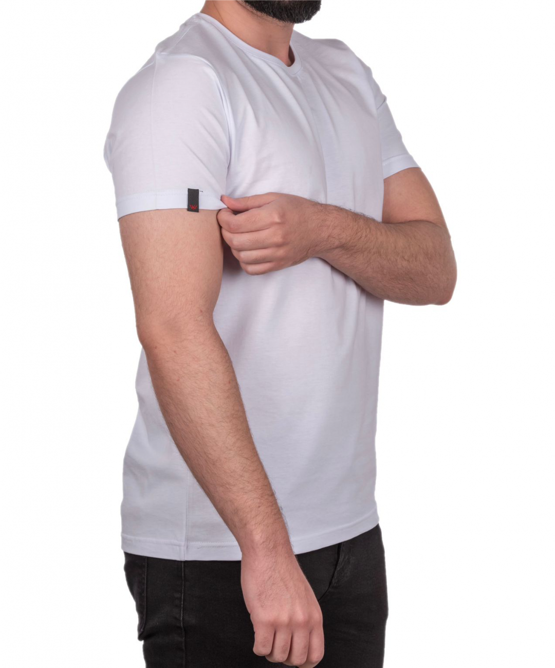 Baskılı Sıfır Yaka Premium Tişört Beyaz
