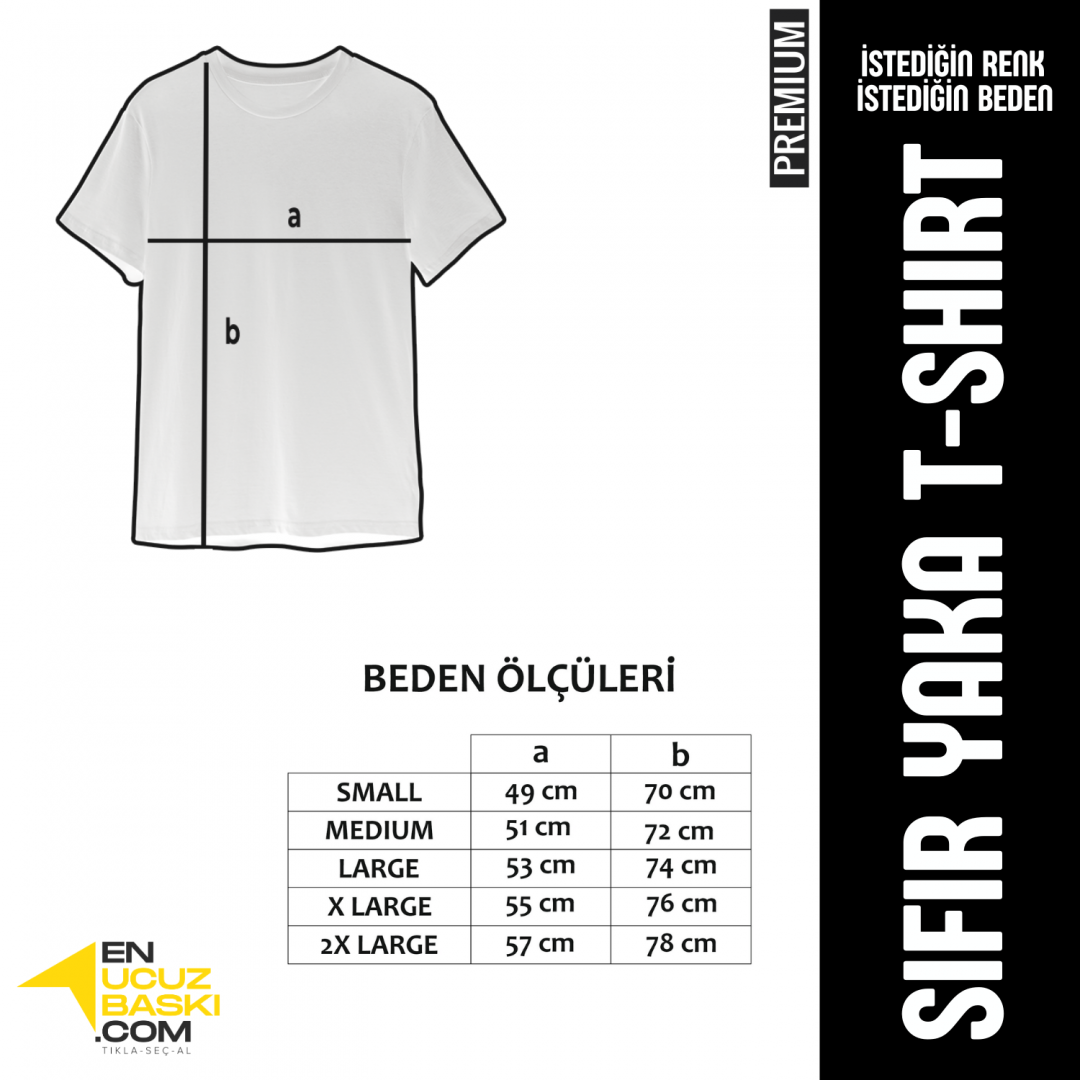 Baskılı Sıfır Yaka Premium Tişört Beyaz