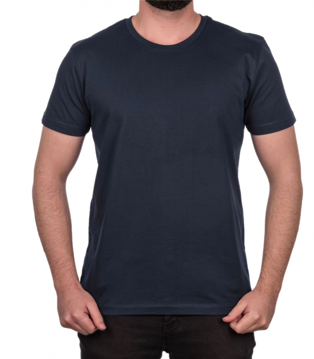 Baskılı Sıfır Yaka Premium Tişört Lacivert
