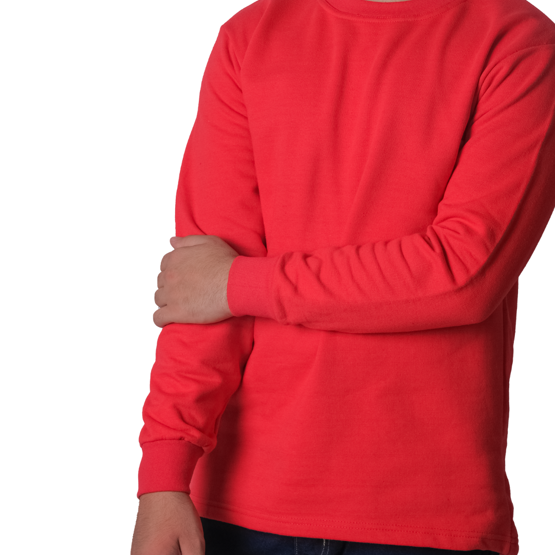 Baskılı Sıfır Yaka Sweat Kırmızı