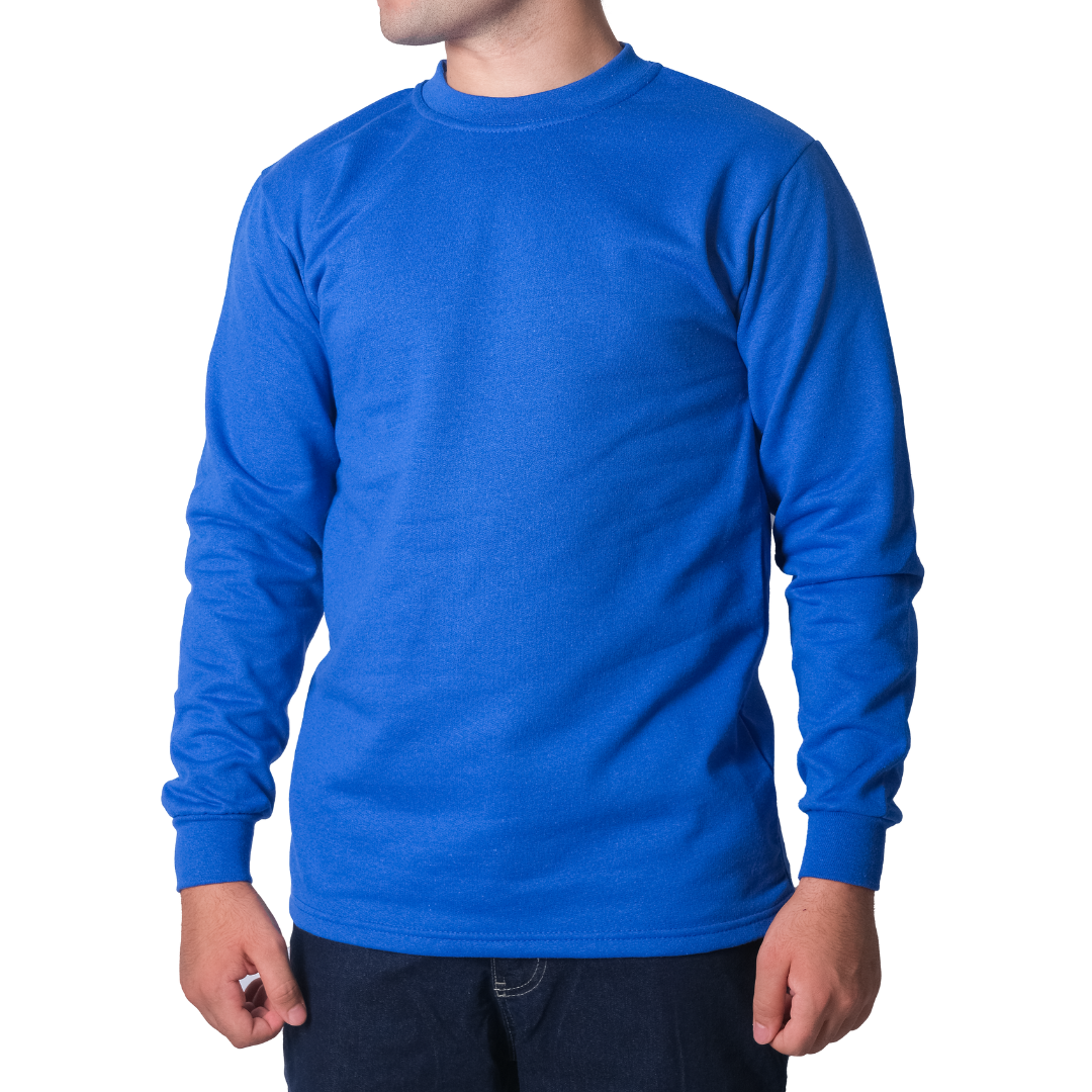 Baskılı Sıfır Yaka Sweat Saks Mavi