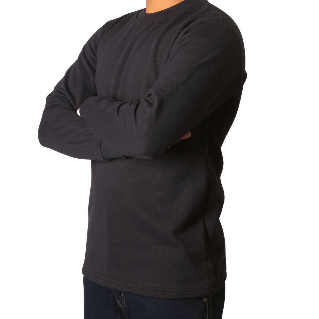 Baskılı Sıfır Yaka Sweat Siyah