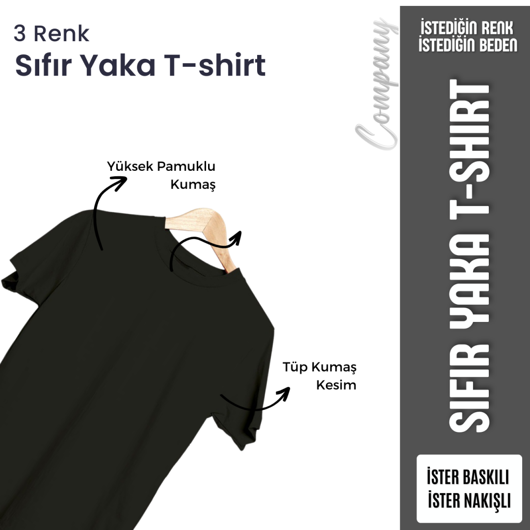 Baskılı Sıfır Yaka Uzun Kol T-shirt Siyah - Company Baskılı Sıfır Yaka Uzun Kol T-shirt Siyah - Company