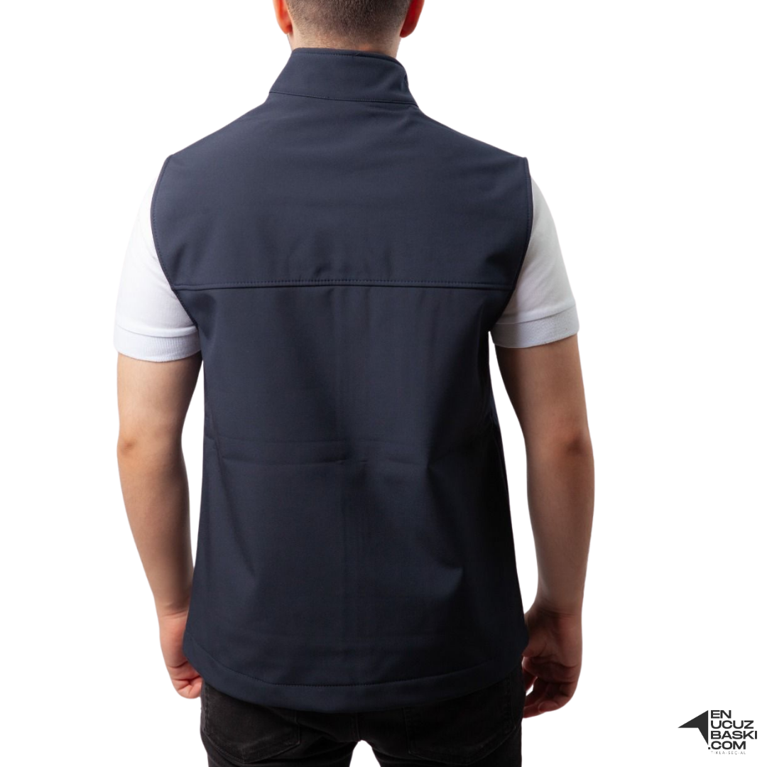 Baskılı Softshell Yelek / Lacivert - İş Kıyafeti