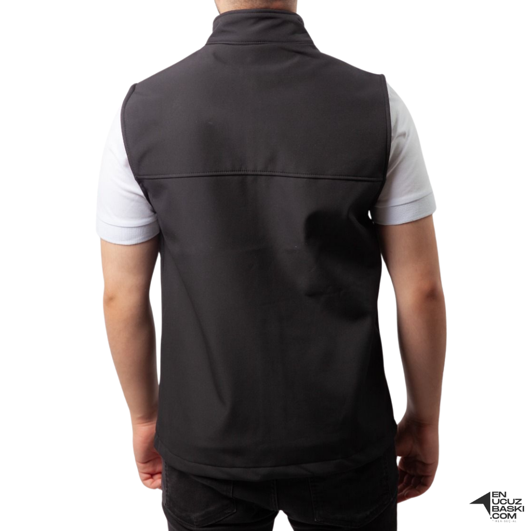 Baskılı Softshell Yelek / Siyah - İş Kıyafeti