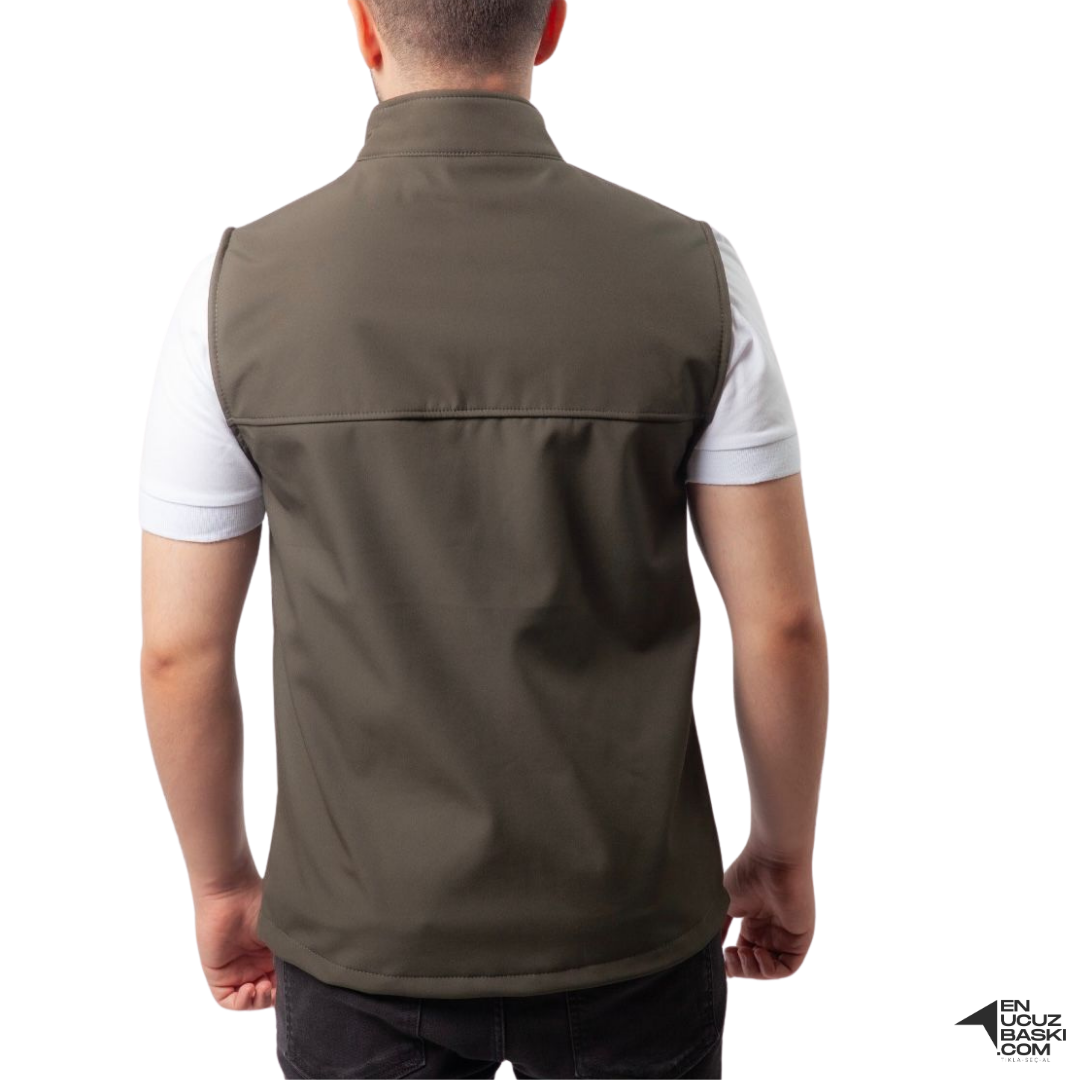 Baskılı Softshell Yelek / Yeşil - İş Kıyafeti
