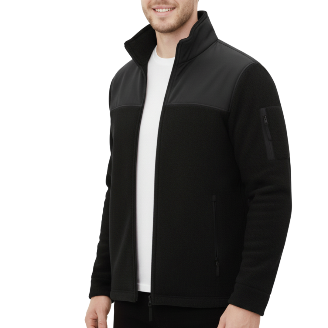 Baskılı Softshelli Polar Mont 3 Cepli / Siyah İş Kıyafeti