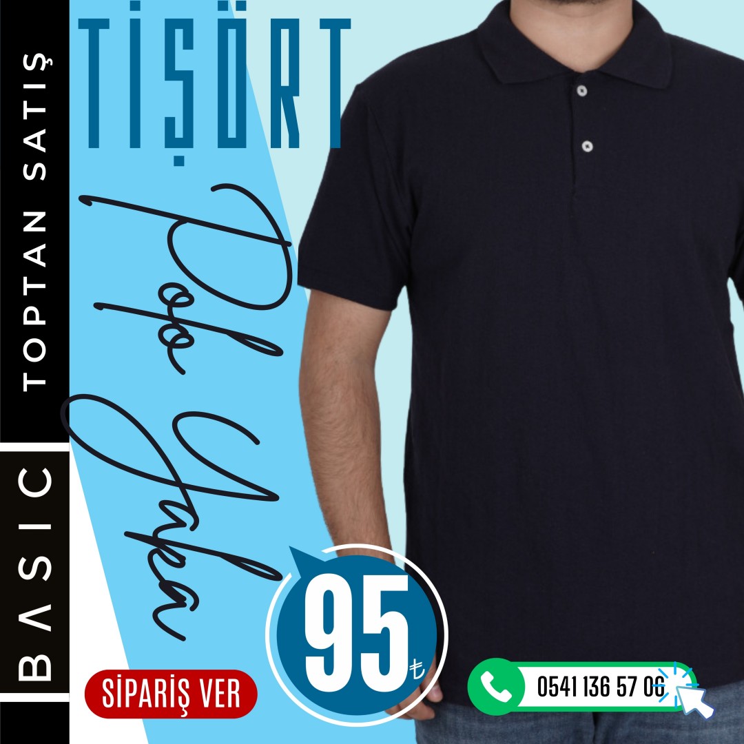 Baskılı Tişört - Polo Yaka - Lacivert