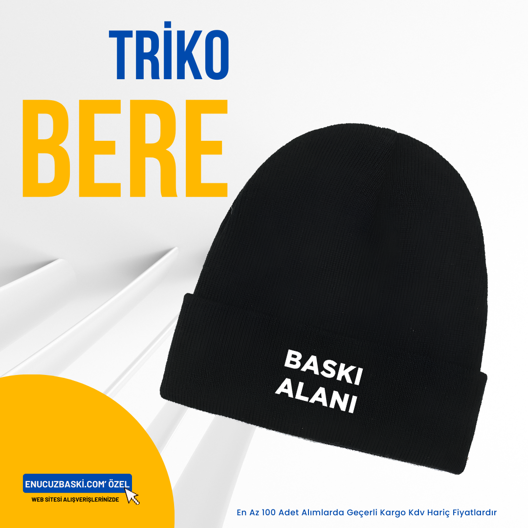 Nakışlı Triko Bere Siyah / 100 ADET