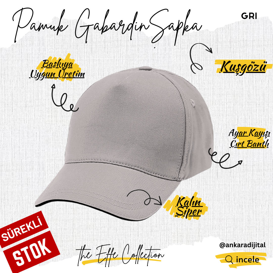 GABARDİN PAMUKLU ŞAPKA GRİ