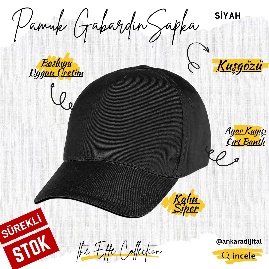 GABARDİN PAMUKLU ŞAPKA SİYAH