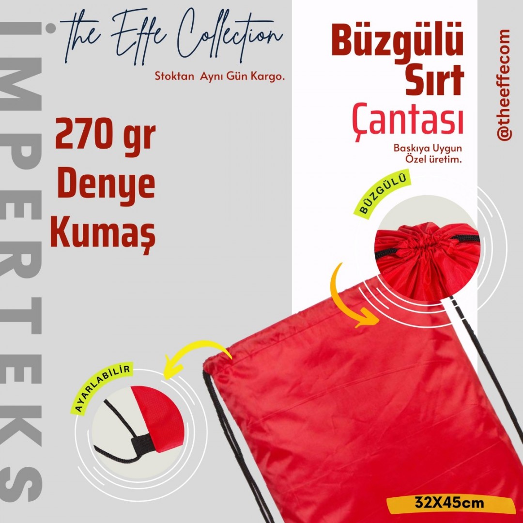 İmperteks Sırt Çantası  32x45 Cm Kırmızı (25 Adet)