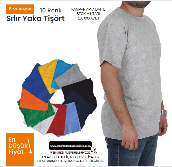 Outlet Sıfır Yaka Tişört Gri