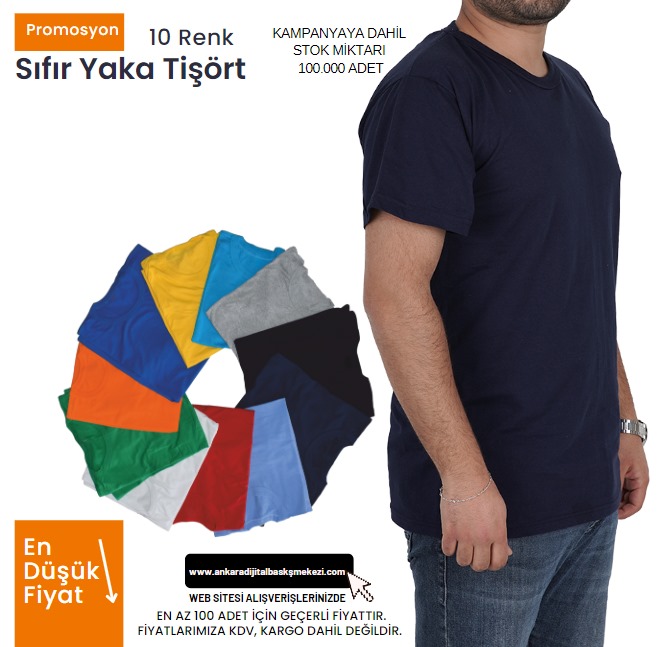 Outlet Sıfır Yaka Tişört Lacivert