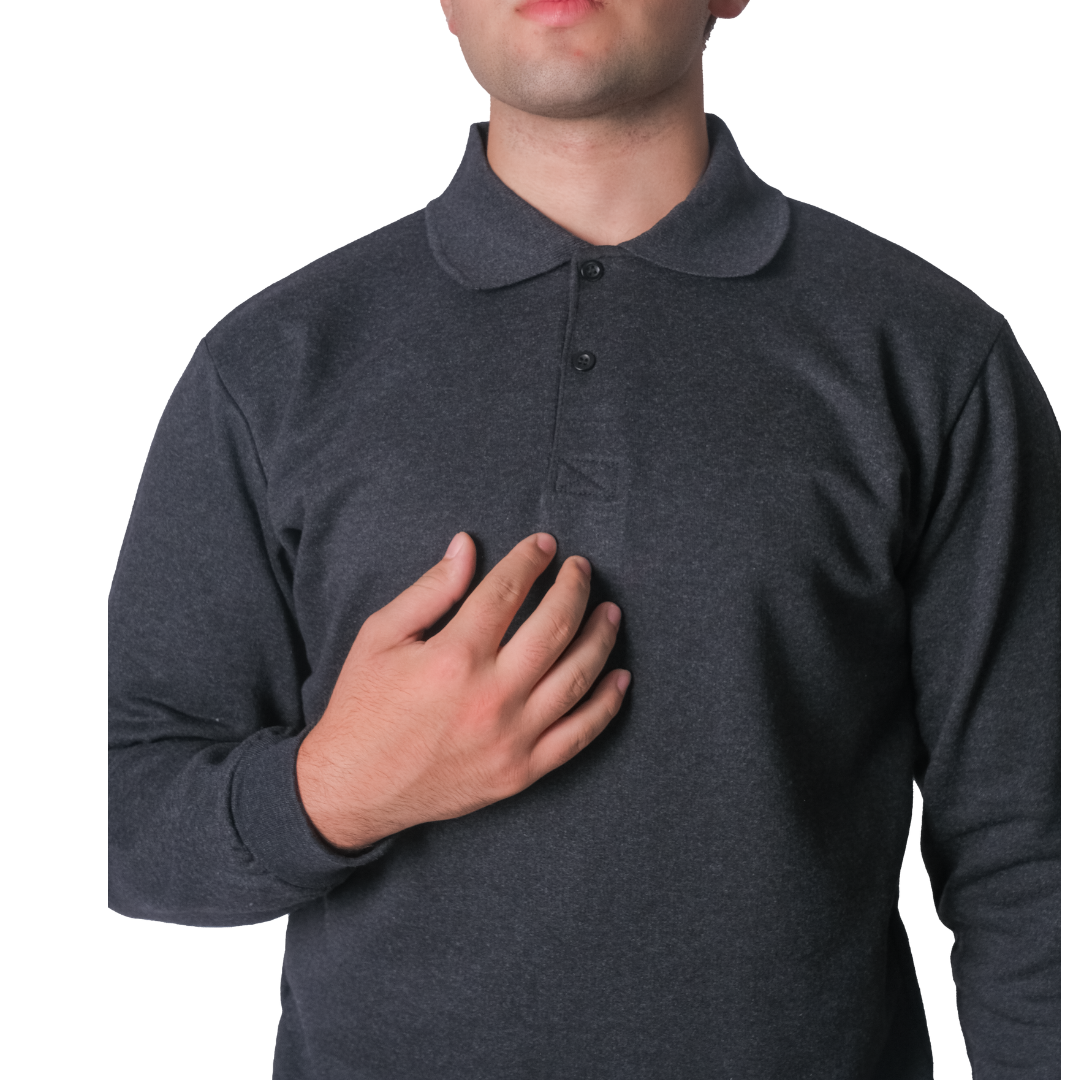 Baskılı Polo Yaka Sweat Füme Baskılı Polo Yaka Sweat Füme