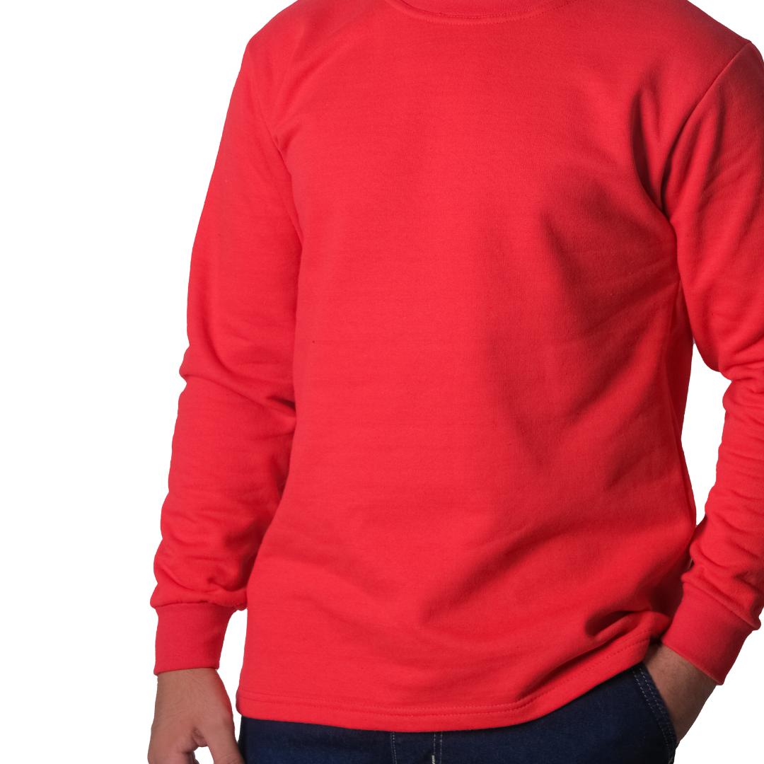 Baskılı Sıfır Yaka Sweat Kırmızı