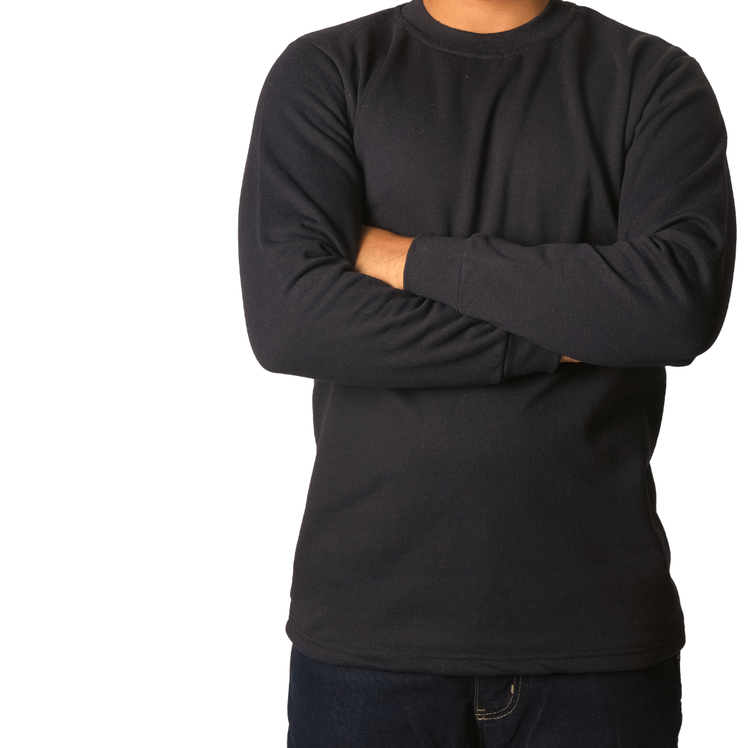 Baskılı Sıfır Yaka Sweat Siyah