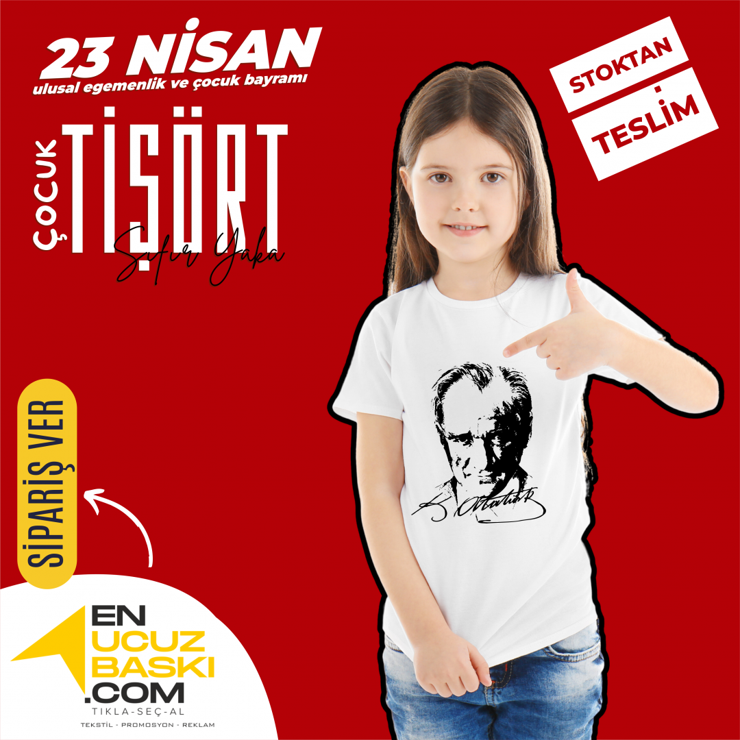 Sıfır Yaka Tişört Çocuk 23 NİSAN Baskılı Model 03