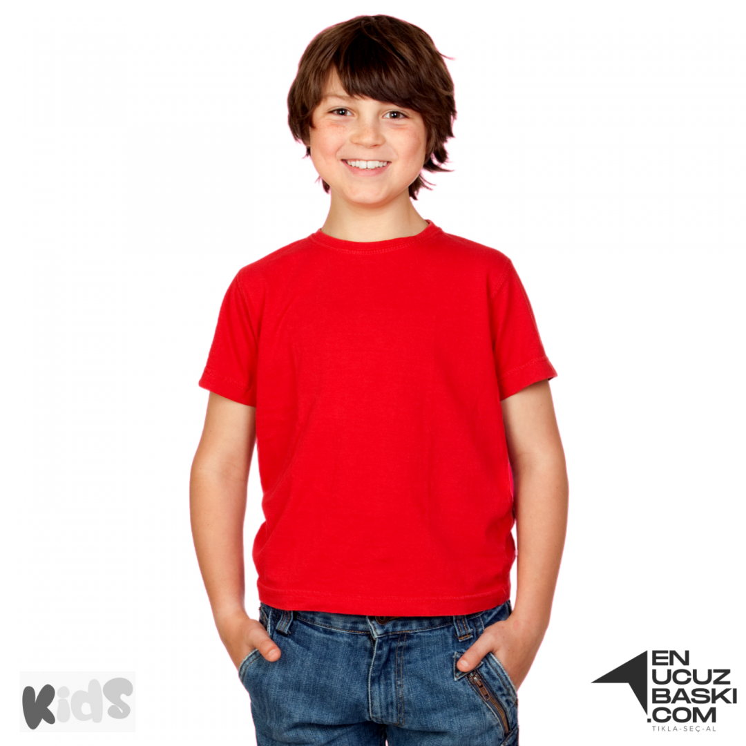 Sıfır Yaka Tişört Çocuk Kırmızı Sıfır Yaka Tişört Çocuk Kırmızı