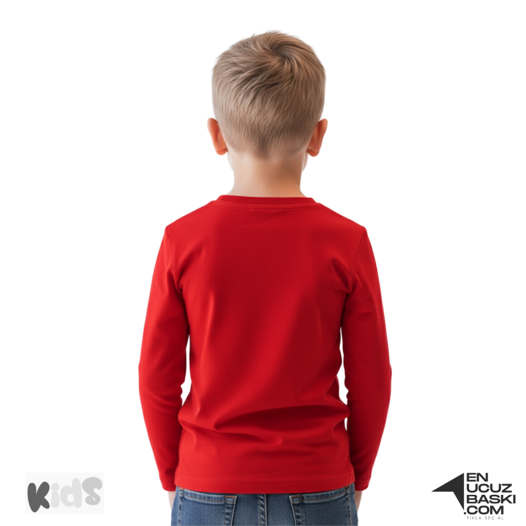 Sıfır Yaka Tişört Çocuk Uzun Kollu Kırmızı Sıfır Yaka Tişört Çocuk Uzun Kollu Kırmızı