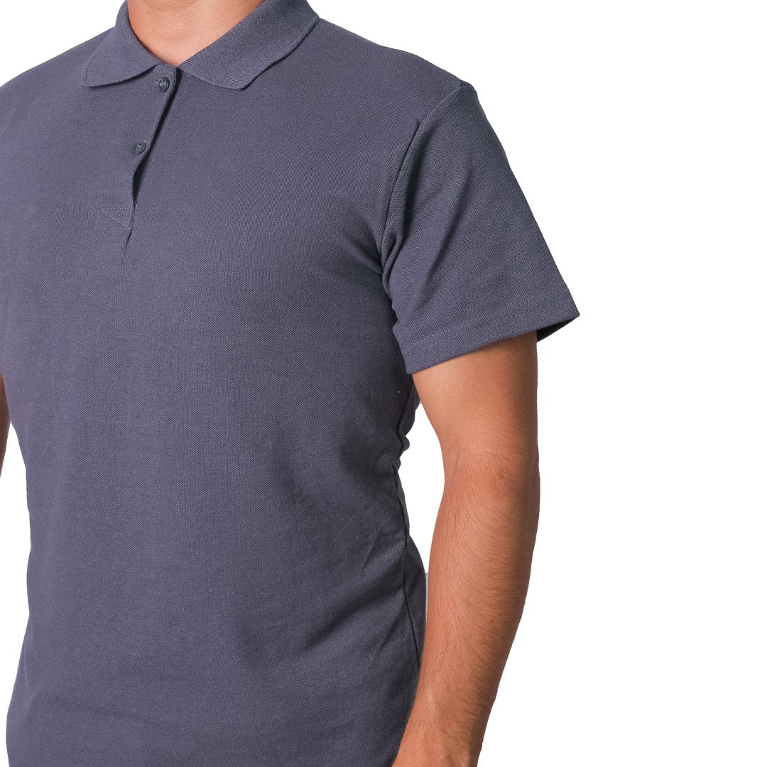 Baskılı Polo Yaka Tişört Basic Antresit Gri