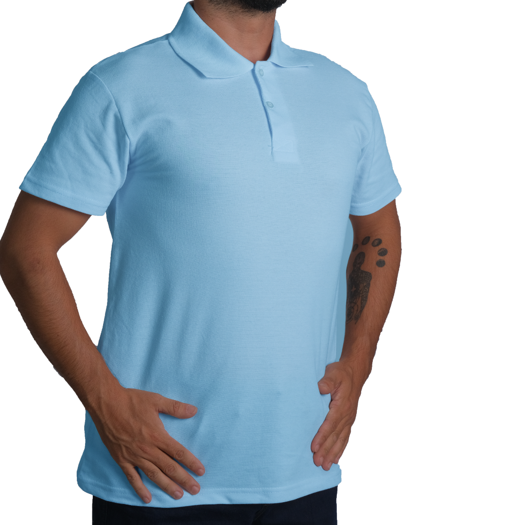 Baskılı Polo Yaka Tişört Basic Bebe Mavisi