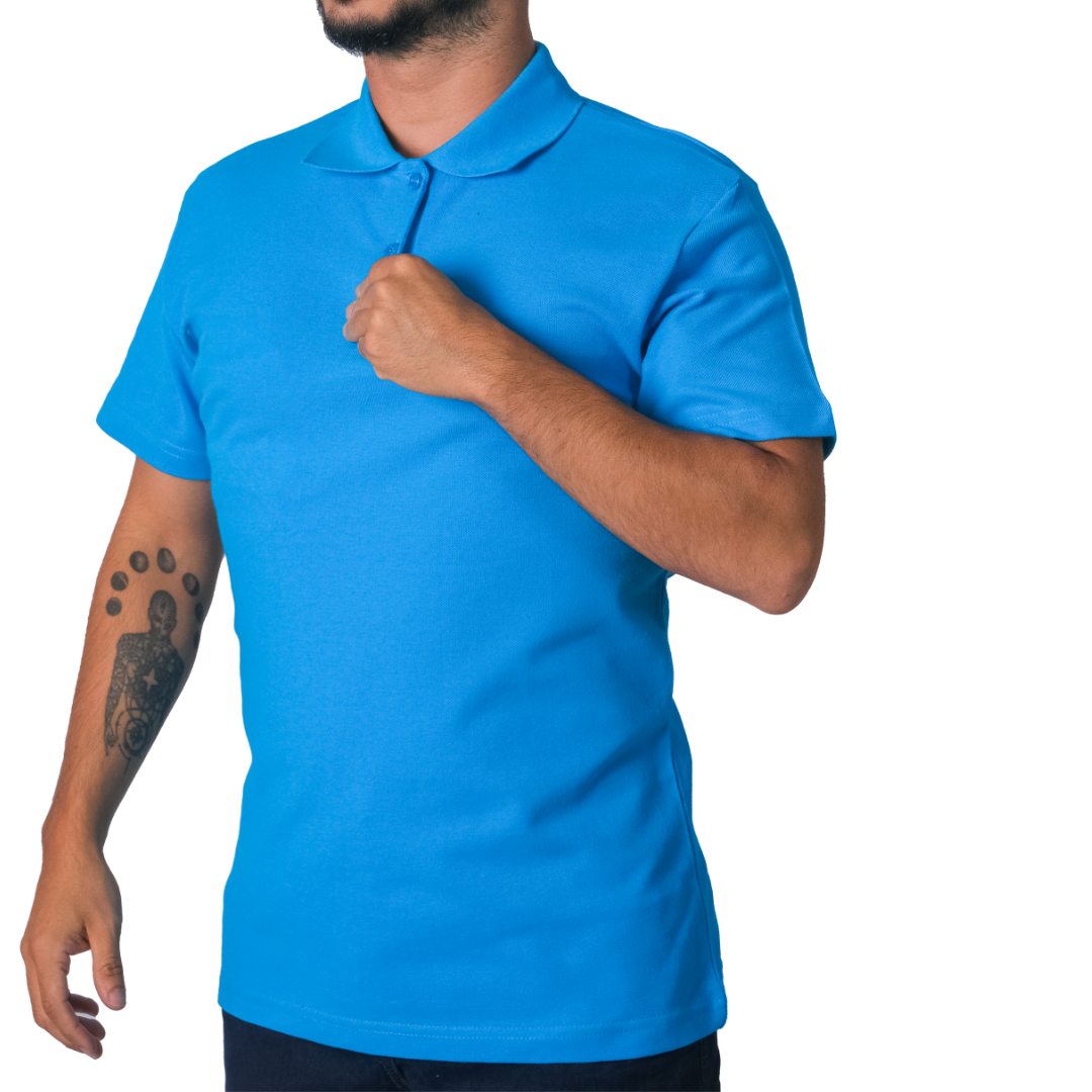 Baskılı Polo Yaka Tişört Basic Turkuaz Baskılı Polo Yaka Tişört Basic Turkuaz